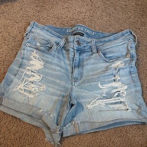 American Eagle Outfitters Light Blue Ripped Jean Shorts